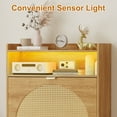 thumbnail image 5 of Shoe Storage Cabinet,Rattan Shoe Cabinet with 2 Flip Drawers & Sensor Light,Free Standing Wooden Shoe Organizer,Narrow Shoe Rack Cabinet for Entryway,Hallway, 5 of 8