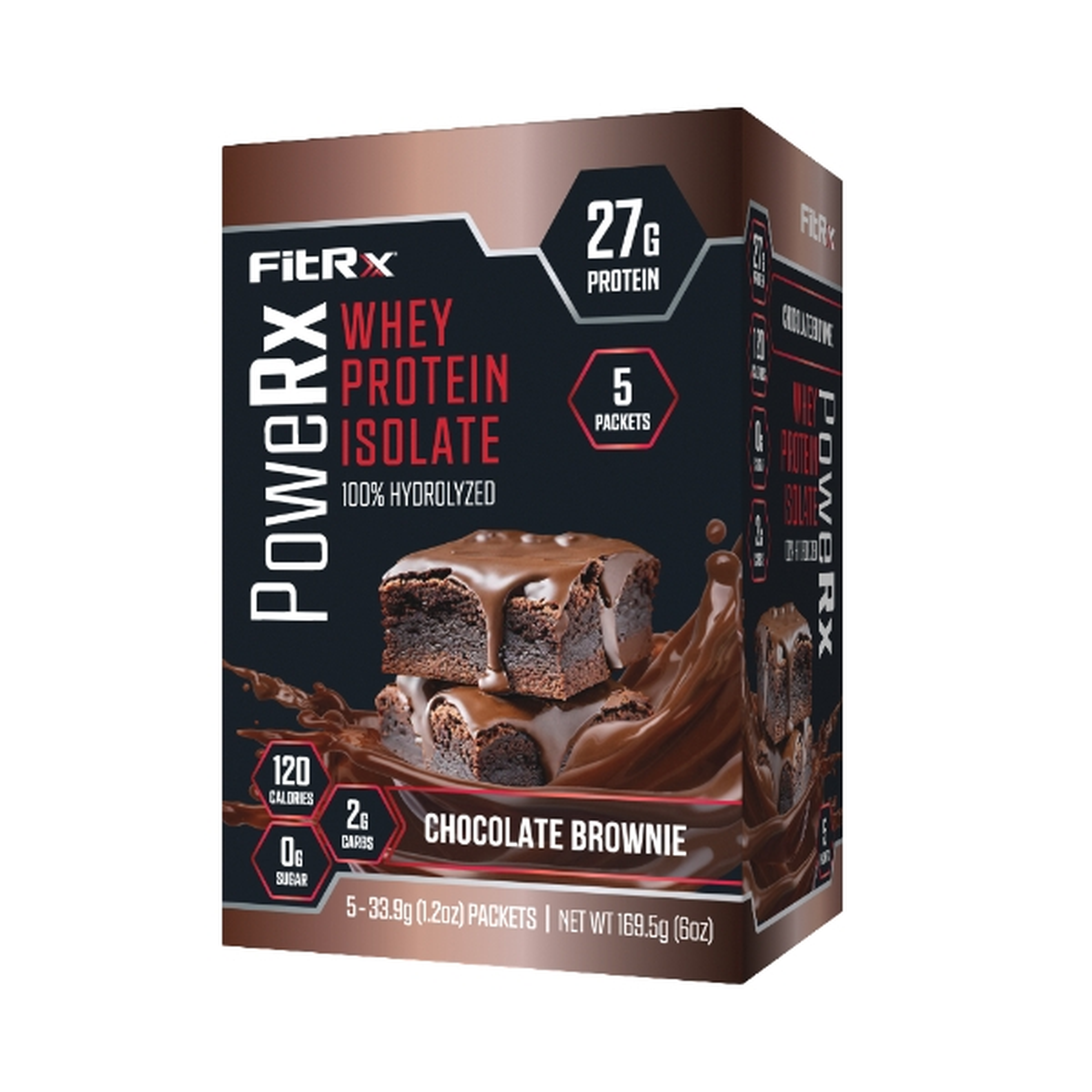 FitRx PoweRx Whey Protein Isolate β Chocolate Brownie High Protein Powder, 27g Whey Isolate, 0g Sugar, 5 Servings, 6 oz Total