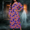 thumbnail image 4 of SELONE Long Nightgowns for Women Long Sleeve Plus Size Halloween Pajamas Dress Pumpkin House Dress Party Nightwear, 4 of 8