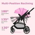 thumbnail image 4 of INFANS Poussette 2 en 1 pour Bébé, Poussette pour Nourrisson à Siège Haut et Landau Réversible, Poussette Pliable avec Auvent Ajustable, Porte-Gobelet, Panier de Rangement, Roues avec Suspension (Rose), 4 of 9