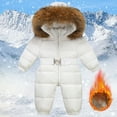 thumbnail image 2 of Ruyang Toddler Boys Girls Puffer Snowsuit Winter Warm Fuzzy Hooded Jumpsuit Quilted Down Adjustable Waist Zip Up Outfits, 2 of 4