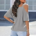 thumbnail image 6 of IROINNID Women's Off Shoulder Short Sleeve Blouse Fashion Summer Tees,Party and Casual Wear,Breathable Loose Fits Tops(Gray,), 6 of 6