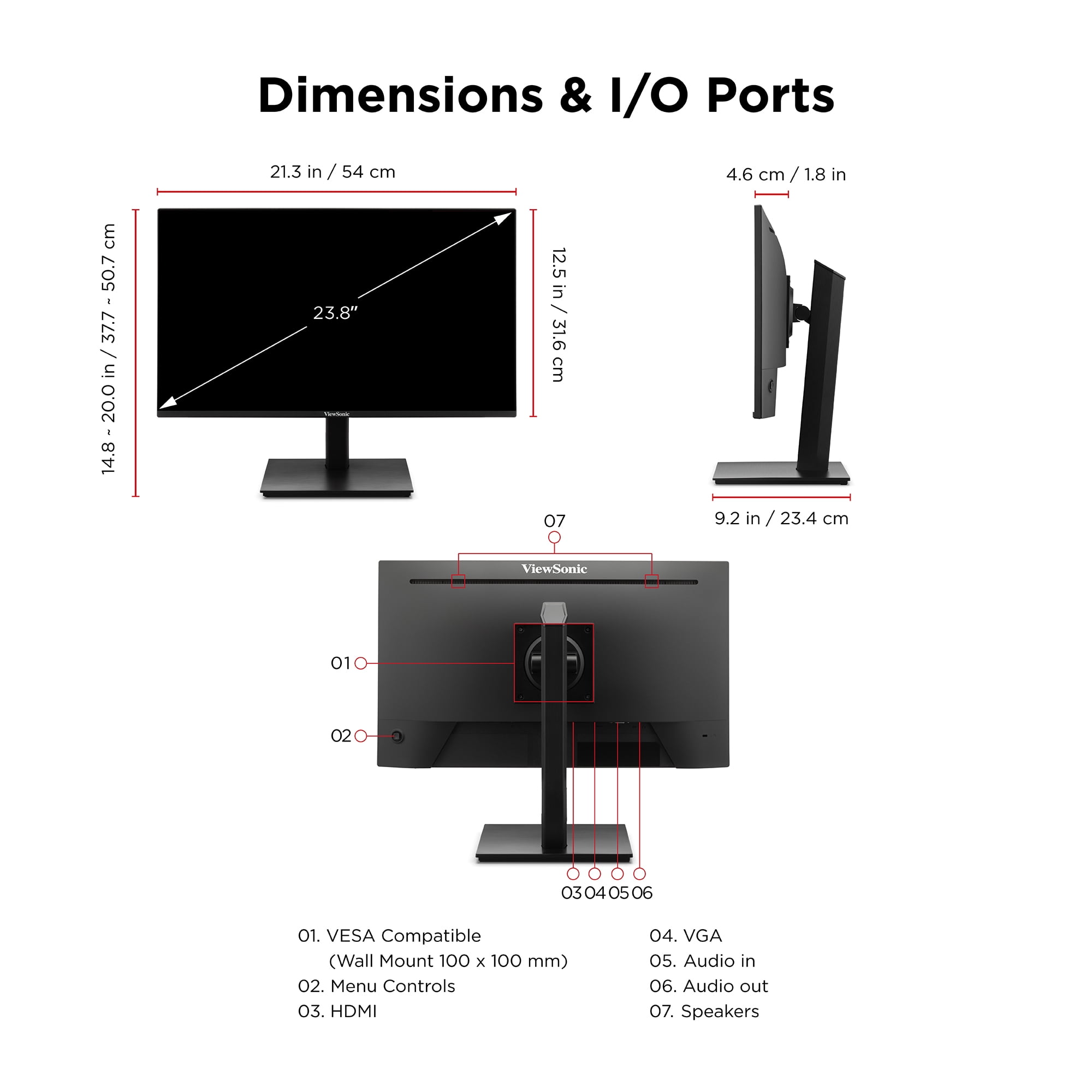 Viewsonic VA2448-MHJ 24" IPS 1080p 120Hz Ergonomics Monitor