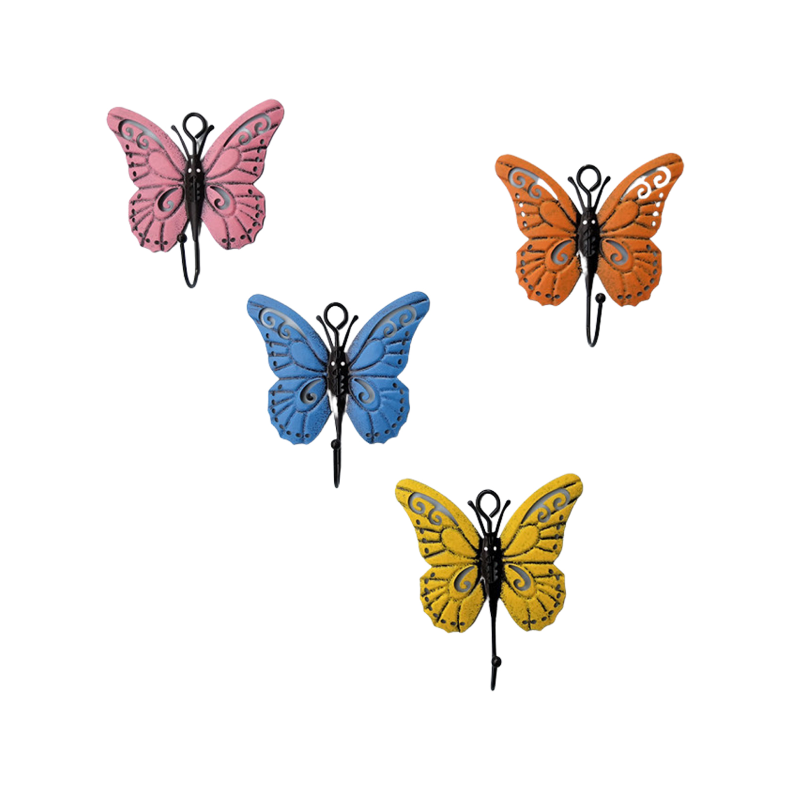 Wall Decoration Hook Butterfly Shape No Punching Iron Art Flower Butterfly Shape Hook