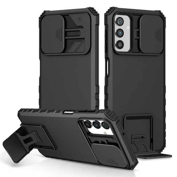 for Samsung Galaxy A54 5G 2023 Case Built-in Kickstand Len Sliding Cover Shock Absorption Two-layer Heavy Duty Protective Hybird Cover for Samsung Galaxy A54 5G, Black