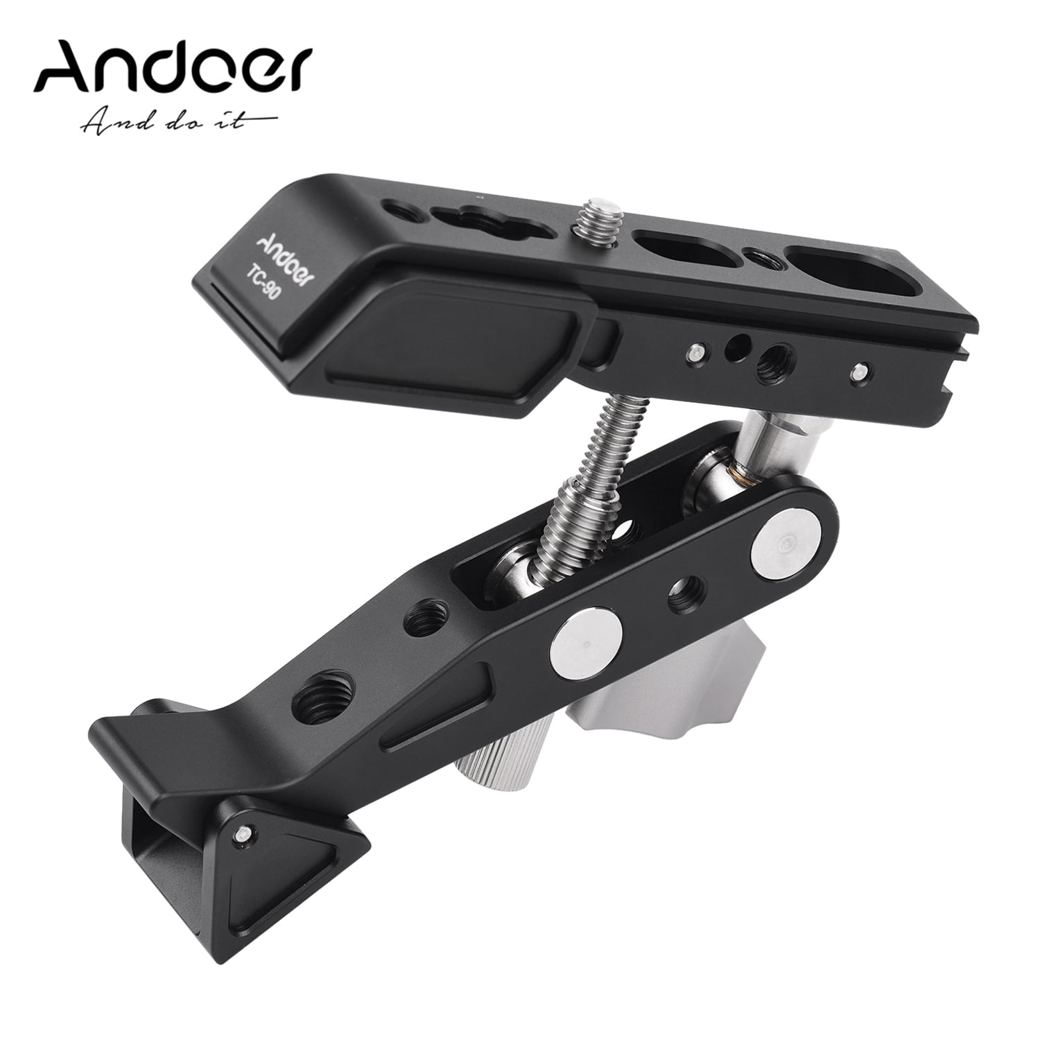 Andoer Photo Studio Heavy Duty Metal Clamp Holder with 1/4inch 3/8inch Screw Light Stand Attachment for Reflector