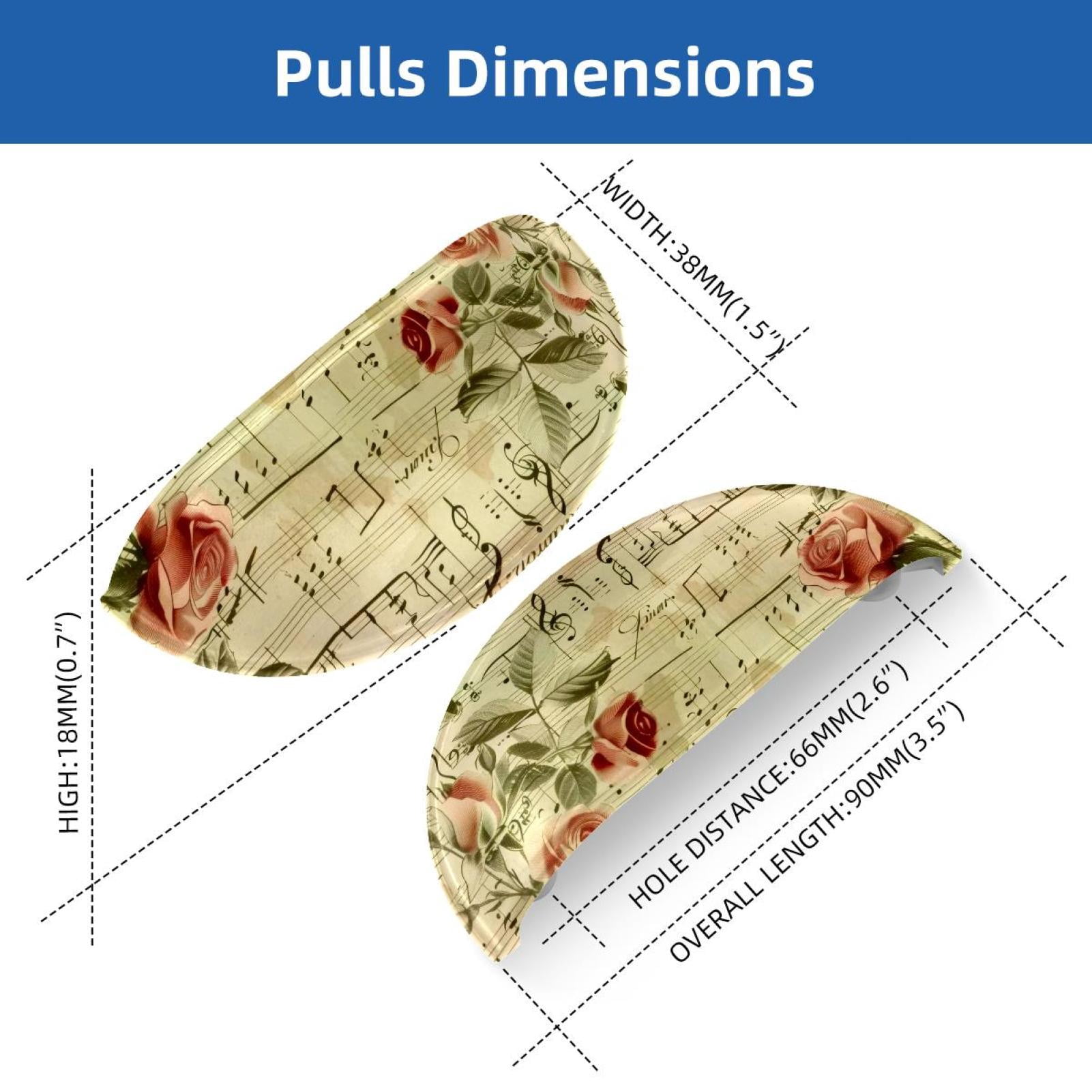 PhooArto 6 Pcs Cup Drawer Pulls, Pink Rose Flower Music Notes Pattern Shell Shape Handles Cabinet Knobs for Dresser Cupboard Closet Wardrobe with Screws