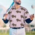 thumbnail image 5 of Zufioo Dachshund Dog Puppy Print Men's Baseball Short Sleeve, Moisture Wicking Button-Down Hip Hop Tee-XX-Large, 5 of 7
