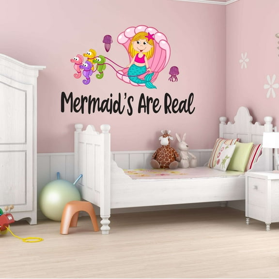 Jellyfish Mermaid Half Shell Seahorse Sled Statfish Princess Fish Starfish Queen Sweet Dreams Bedtime Unicorn Lovely Dear Dream Holiday Gift Decorating Wall Decal Sticker - Size: 40 In X 28 In