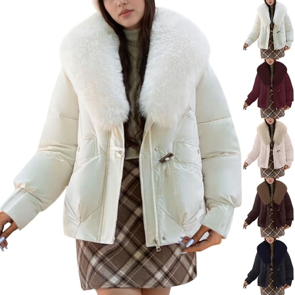 Womens Down Jacket Solid Color Puffer Jacket Long Sleeve Women Winter Windproof Casual Daily Windproof Outdoor Sport Coat Outerwear