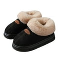 thumbnail image 4 of Rokment Fuzzy Winter Snow Boots House Shoes for Women Indoor and Outdoor Fashion Casual Plush Lined Warm Comfy Memory Foam Slippers Ankle Booties Black Size 6.5, 4 of 6
