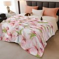 thumbnail image 3 of Pink Flowers Fleece Throw Blanket for Couch, Watercolor Spring Botanical Floral Leaves Microfiber Flannel Blanket for All Season, Lightweight Fuzzy Plush Throw Blankets for Gifts, Office, 40"x50", 3 of 9