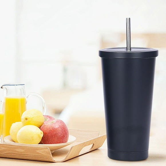 Reweti Tasse à Paille en Acier Inoxydable à la Mode 500 ml Tasse à Café Isolée Portable Cadeau