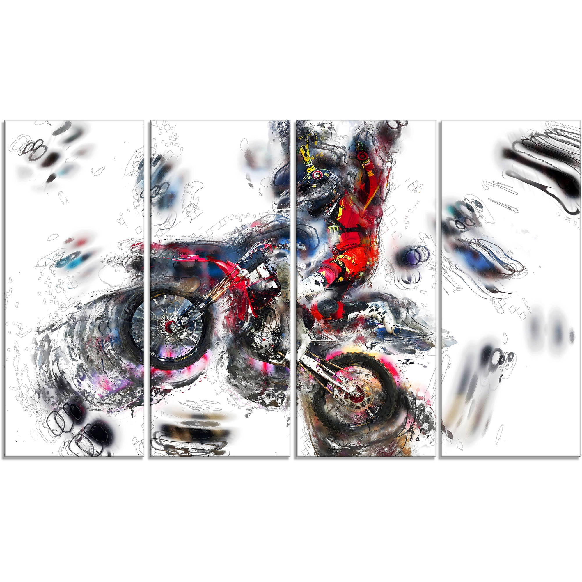 Design Art Moto Cross Sports, 4 Panels, 48" x 28"
