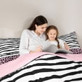 thumbnail image 5 of Homewish Cheetah Zebra Print Pink White Black Twin Comforter Set, Reversible Luxury Girls Bedding, 2-Piece, 5 of 8