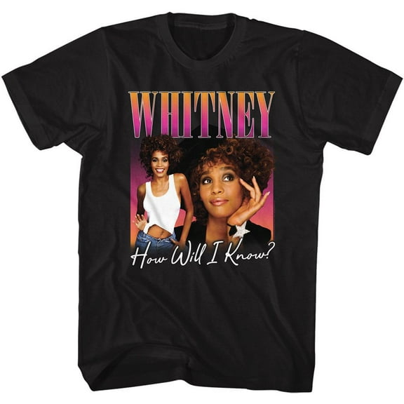 Whitney Houston Whitney Gradient How Will I Black Adult T-Shirt
