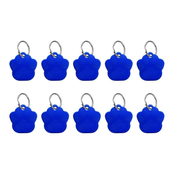 Uxcell 10Pcs Aluminum Engraving Blanks Tags, Metal Blank Tags Stamping Dog Paw with 10 Keychain Blank Bulk Dog Tag for DIY Personalized Pet Tag, Blue