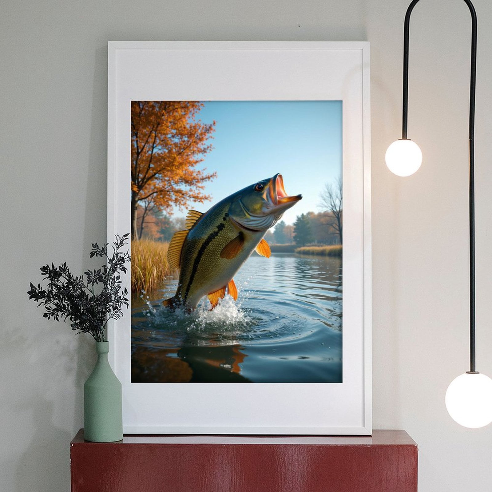 Diamond Art Kits for Adults - 5d Jumping Fish Autumn Lake Scene Diamond Painting for Adults, Diamond Art for Adults Beginners, Diamond Painting Kits for Adults for Home Wall Decor