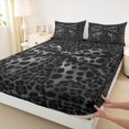 thumbnail image 3 of jejeloiu Cute Bow Ribbon Full Size Sheets,Cheetah Pattern Bowknot Bed Sheets,Gray Black Sheet Sets For Girls Kids,Ultra Soft Home Decor,4-Piece, 3 of 7