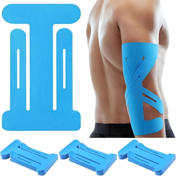QARUN 10 Count Kinesiology Tape for Elbow Pre Cut Waterproof Elbow Tape Cotton Athletic Latex Free Relief Muscle Support Pain for Sports and Long Lasting Support (Blue)