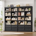 thumbnail image 4 of Homfa Double Row 6 Tier Bookcases, 71 in Tall Bookcase Bookshelf with 4 Drawers and 8 Display Cubicles, for Home Office Living Room, Black, 4 of 8