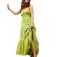 thumbnail image 1 of xiaxaixu Robe Longue Décontractée d'Été pour Femme, Broderie de Fleurs, à Nouer, Col Licou, Sans Manches, Robe Mode Dos Nu, Robe Trapèze, 1 of 7