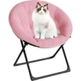 thumbnail image 2 of Adult saucer chair: oversized faux fur lounge chair con gold metal frame. foldable y comfy, ideal para para dormitorio, dorm, o sala de estar (rosa), 2 of 7
