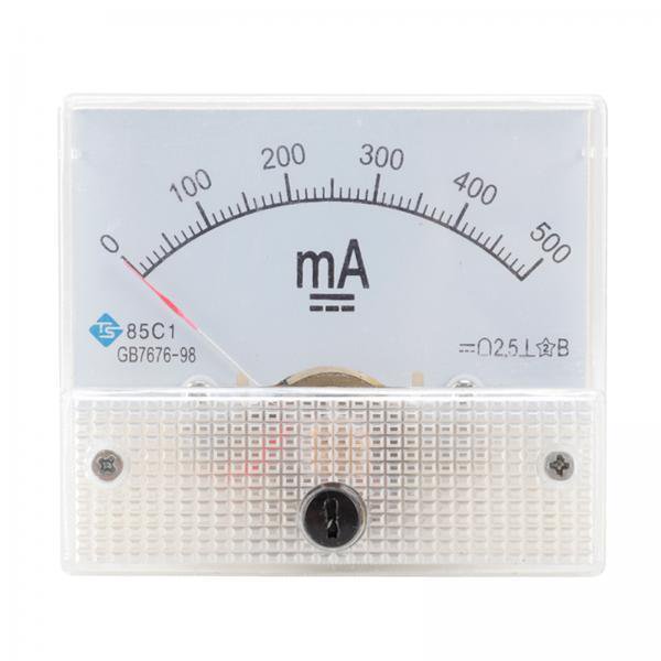 2-6 Pack Rectangular Rectangular DC del amperímetro Medidor del panel de la clase 2.5 0-500MA 4 piezas