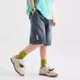 thumbnail image 6 of Staki Boys Summer Cargo Jeans Kids Baggy Elastic Waist Wide Leg Denim Pants with Pockets 5-16 Years,11-12 Years, 6 of 6