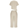 thumbnail image 5 of YueHuiYing Casual Two Piece Set for Women Shirt and Wide Leg Pants Matching Set Tracksuits, 5 of 9
