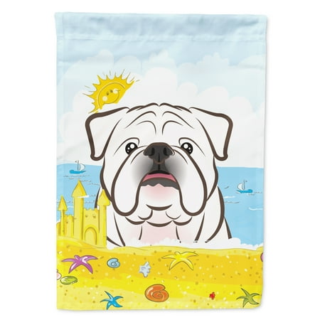 Carolines Treasures BB2088GF White English Bulldog Summer Beach Flag Garden Size   Small  multicolor