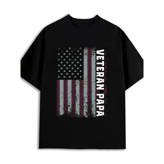 Veteran Papa Flag 180G 100% Cotton 180G 100% Cotton men top 3xl gifts black Original Unisex Shirt Graphic tshirts Classic Unisex Shirt Graphic Tee tshirts Christmas gifts