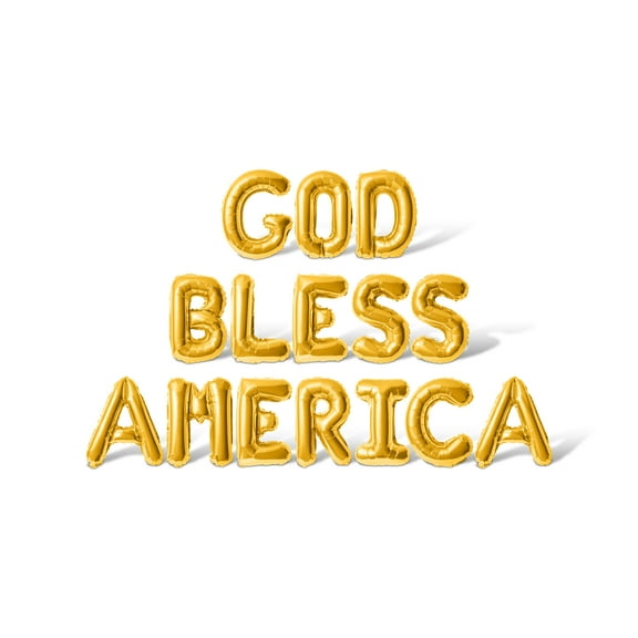 Letter Balloons - GOD BLESS AMERICA 16" Inch Alphabet Letters Foil Mylar Balloon Memorial Day Party Banner (Gold)