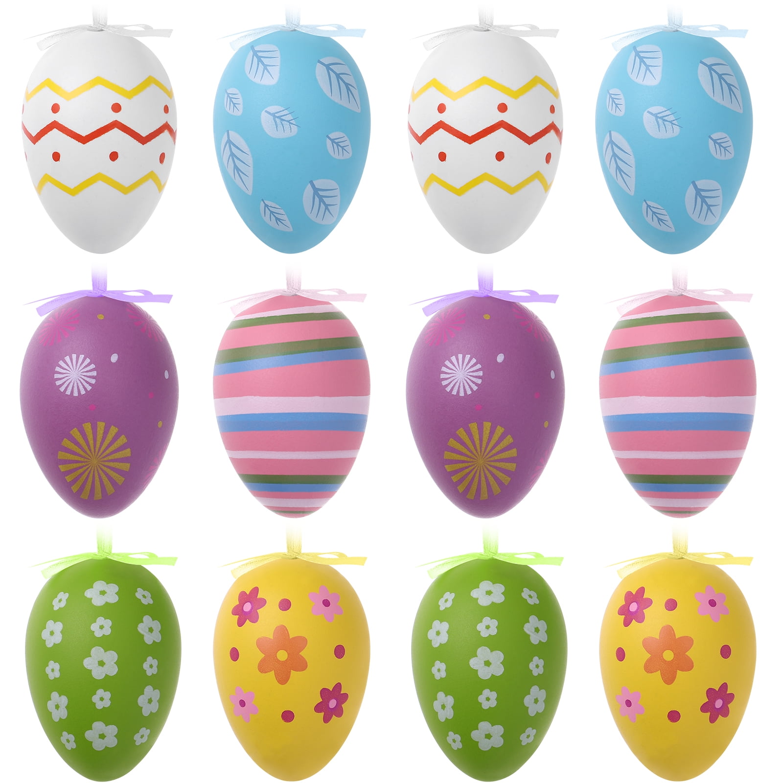 STOBOK 12pcs Plastic Easter Eggs Tree Hanging Ornaments Easter