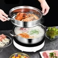 thumbnail image 5 of Steamer Pot for Cooking 11 inch Steamer Pot, 2-tier Multipurpose 18/8 Stainless Steel Steam Pot Cookware with Lid for Vegetable, Dumpling, Stock, Sauce, Food, 5 of 7