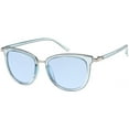 thumbnail image 2 of Translucent Metal Trim Square Horn Rimmed Sunglasses Color Tinted Lens 53mm (Silver / Blue), 2 of 4