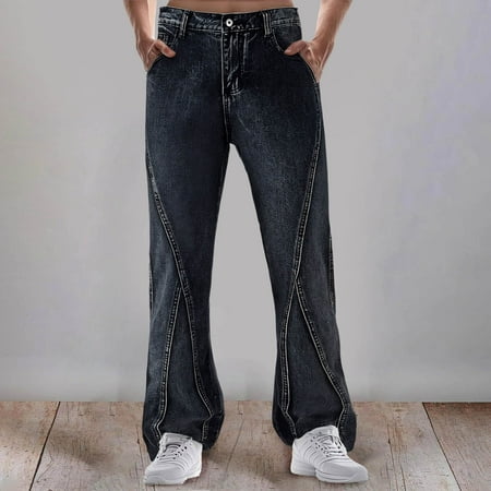 MHFRRA Baggy Jeans Men s Jeans Jeans Street Beat Loose Jeans Straight Pants Casual Men s Jeans Teenage Skateboarding Jeans Hop Loose Retro Fashion Size XXXXL