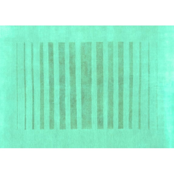 Ahgly Company Indoor Rectangle Solid Turquoise Blue Modern Area Rugs, 4' x 6'