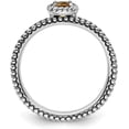 thumbnail image 2 of Solid Sterling Silver Stackable Expressions Checker-cut Citrine Antiqued Ring - Ring Size 6.0, 2 of 8