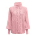 thumbnail image 5 of UJNDER Mid Neck Sweater for Women Loose Long Sleeve Knit Solid Color Pullover Top Pink XL, 5 of 6