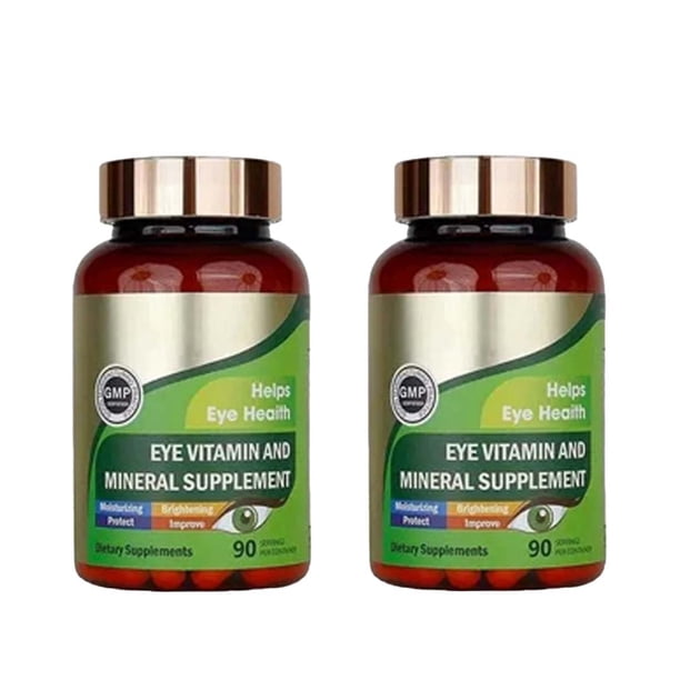 Zoone Luteína Suplemento vitamínico ocular 90 cápsulas para prevenir maculopatía y ojo seco, multivitaminas para la visión y la salud ocular, con zinc, VC、VE(2pcs)