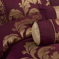 thumbnail image 5 of Chezmoi Collection Royal Luxury Jacquard Floral Comforter Set, Oversized Queen, Maroon/Gold, 7-Piece, 5 of 6