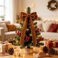 thumbnail image 6 of OCCOA Velvet Bow Christmas Tree Wreath Decorative Pre-Tied Ribbon Ornament for Door Mantel Window Gift Wrapping Home Party Decor Xmas Present, Brown, 6 of 6