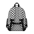 thumbnail image 3 of Black White Checkered Pattern Backpack for School,Cute School Bag,Schoolbag with Adjustable Shoulder Straps & Padded Back,15.25"x11.5"x5.25", 3 of 5