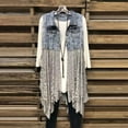thumbnail image 2 of jsaierl Women Fashion Denim Vest Splicing Lace Hem Jacket Sleeveless Outerwear Vest Coat, 2 of 3