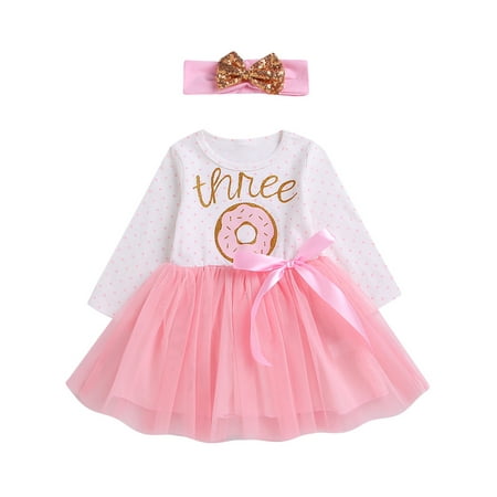 

Baby Girl 1st 2nd 3rd Birthday Tulle Tutu Dress Romper Dress+Headband Outfits