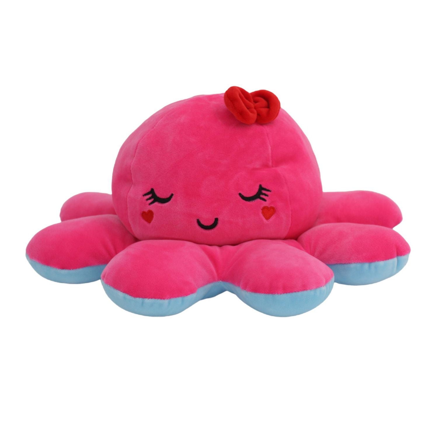 WAY TO CELEBTATE VALENTINE 13.5" REVERSIBLE PLUSH OCTOPUS-BLUE/PINK