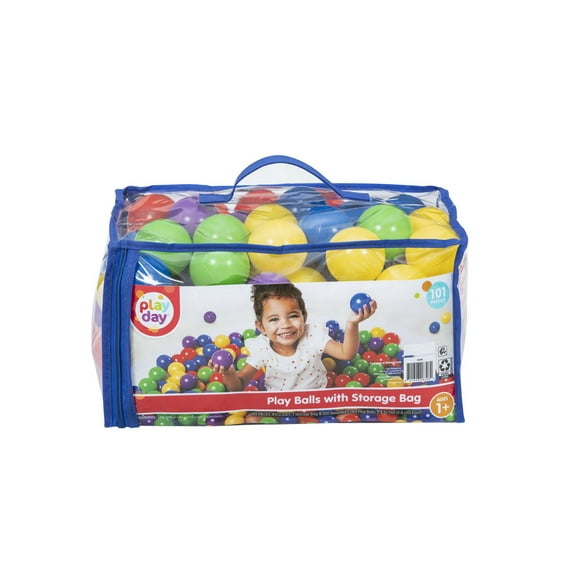 Play Day 100 Piece Play Balls, 5 assorted fun colours
