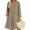 Coffee, variant on Women's V Notch Henley Dress, Loose Fit Long Sleeve A Line Tunic Mini Dress with Pockets, Summer Casual Button-Front T-shirt Dress