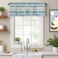 thumbnail image 2 of Blue Stripes Valance Curtain for Windows Watercolor Ocean Summer Coastal Linen Rod Pocket Curtain Valances Short Window Treatments Panels for Kitchen Bathroom Laundry Room Basement 60 x 18 Inch, 2 of 9